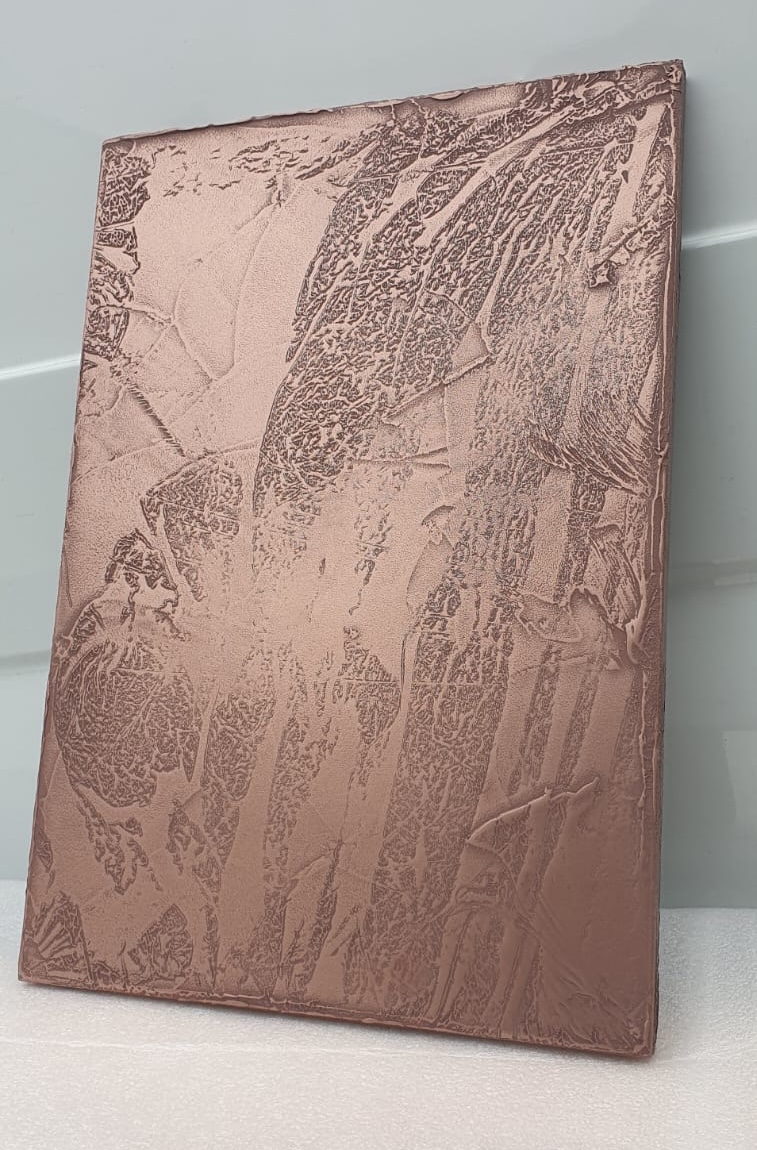 Liquid metal door finish — bronze metallic effect