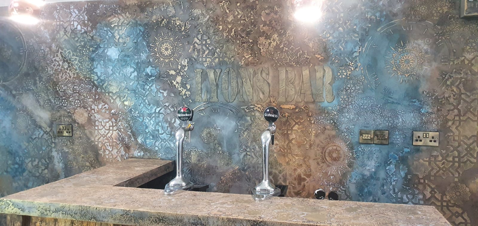 Hand-applied venetian plaster with luminous sheen